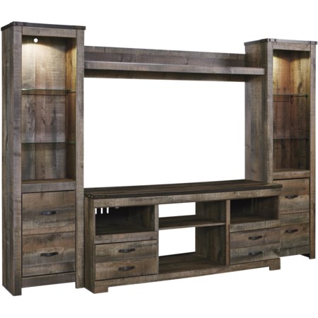 Large TV Stand & 2 Tall Piers w/ Bridge